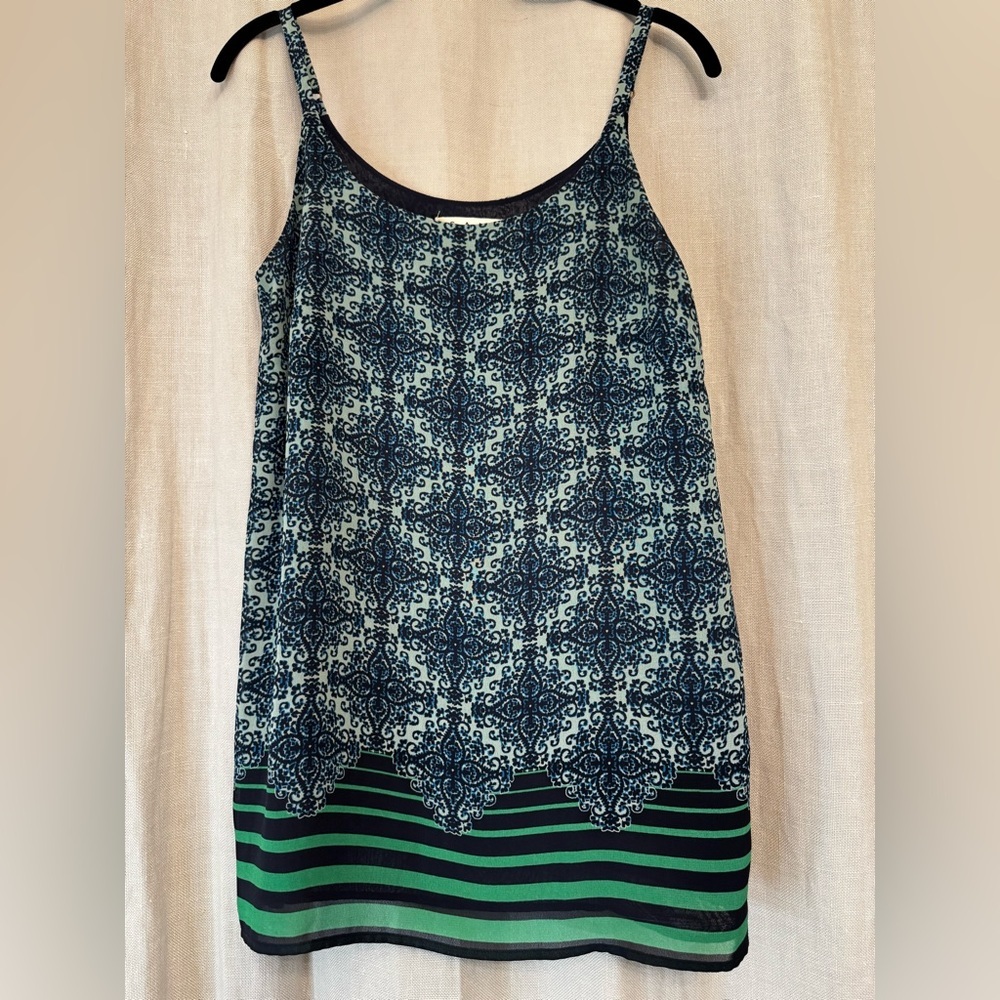 Cabi Tiki Camisole Style 107 XS Blue Green Medallion Striped Tank Top